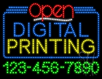 Digital Printing Open with Phone Number Animated LED Sign