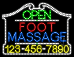 Foot Massage Open with Phone Number Animated LED Sign