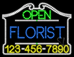 Florist Open with Phone Number Animated LED Sign