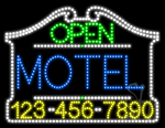 Motel Open with Phone Number Animated LED Sign