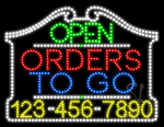 Order To Go Open with Phone Number Animated LED Sign
