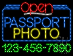 Passport Photo Open with Phone Number Animated LED Sign