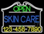 Skin Care Open with Phone Number Animated LED Sign