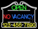 No Vacancy Open with Phone Number Animated LED Sign