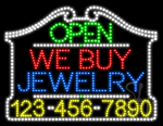 We Buy Jewelry Open with Phone Number Animated LED Sign