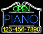 Piano Open with Phone Number Animated LED Sign