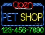 Pet Shop Open with Phone Number Animated LED Sign