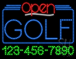 Golf Open with Phone Number Animated LED Sign