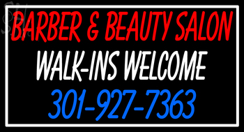 Custom Barber And Beauty Salon Walk Ins Welcome Neon Sign 1