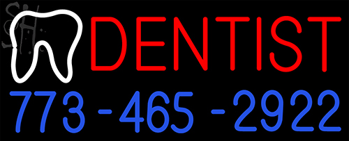 Custom Dentist Circle With Phone No Neon Sign 2
