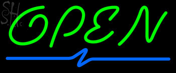 custom Green Open Neon Sign 1