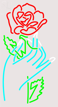 Custom Hand With Red Rose Neon Sign 1