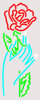 Custom Hand With Red Rose Neon Sign 2