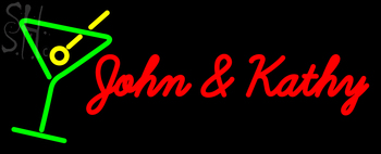 Custom John And Kathy Martini Glass Logo Neon Sign 1