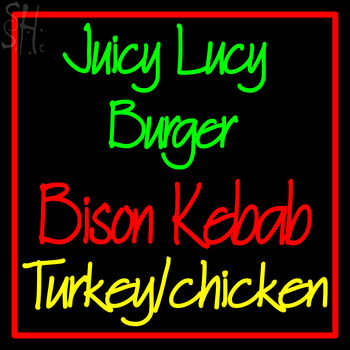 Custom Juicy Lucy Burger Bison Kebab Neon Sign 2
