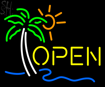 Custom Open Palm Tree Sun Neon Sign 2