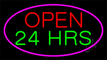 Open 24 Hrs Animated Neon Sign