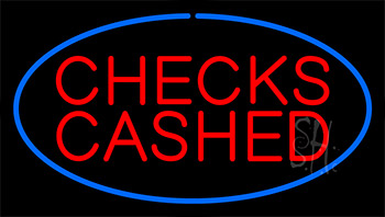 Blue Checks Cashed Neon Sign