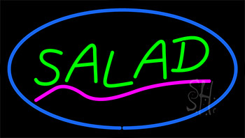 Green Salad With Pink Line Blue Border Neon Sign
