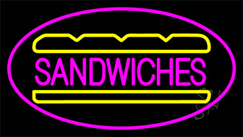 Sandwiches Pink Border Animated Neon Sign