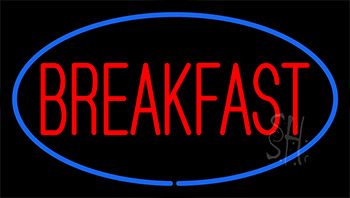 Breakfast With Blue Border Neon Sign