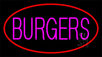 Pink Burgers Red Neon Sign