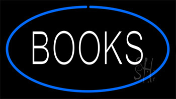 Books Blue Neon Sign