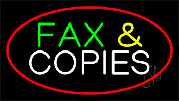 Fax And Copies Red Border Animated Neon Sign