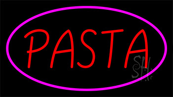 Red Pasta Pink Border Neon Sign