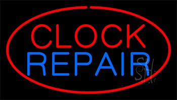 Clock Repair Red Neon Sign