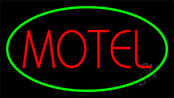 Red Motel Green Border Neon Sign