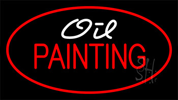 Oil Painting Red Neon Sign