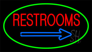Restrooms Green Border Neon Sign