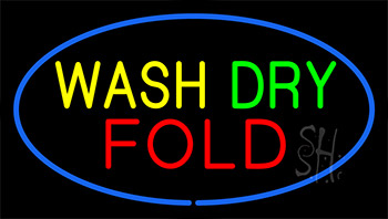 Wash Dry Fold Blue Neon Sign