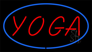 Red Yoga Blue Border Neon Sign