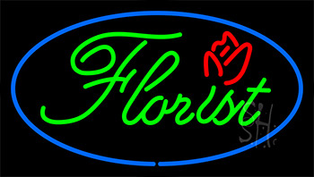 Green Florist Blue Border Neon Sign