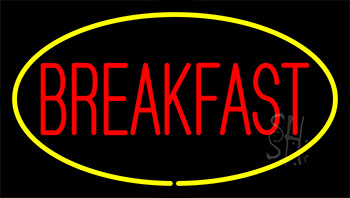 Red Breakfast With Yellow Border Neon Sign