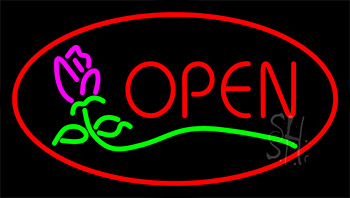 Red Open Rose Neon Sign