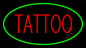 Red Tattoo Green Border Neon Sign