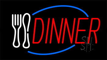 Dinner With Spoon And Fork Animated Neon Sign