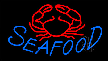 Blue Seafood Logo Animated Neon Sign