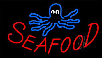 Jellyfish Logo Seafood Animated Neon Sign