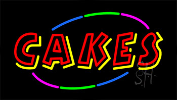 Red And Yellow Cakes Animated Neon Sign