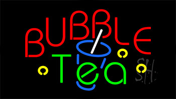 Bubble Tea Logo Animated Neon Sign