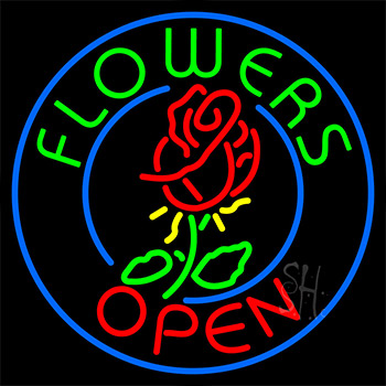 Flowers Open Neon Sign