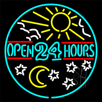 Open 24 Hours Neon Sign