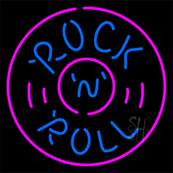 Rock And Roll Record Neon Sign