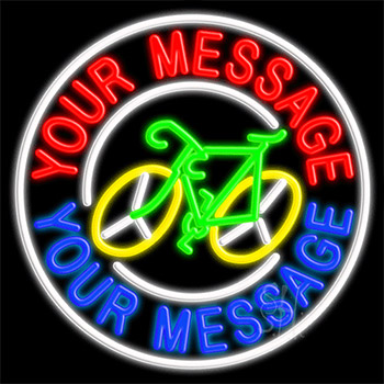 Custom Bicycle White Circle Neon Sign