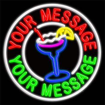 Custom Center Margarita With Circle Neon Sign