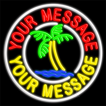 Custom Palm Tree Logo Circle Neon Sign